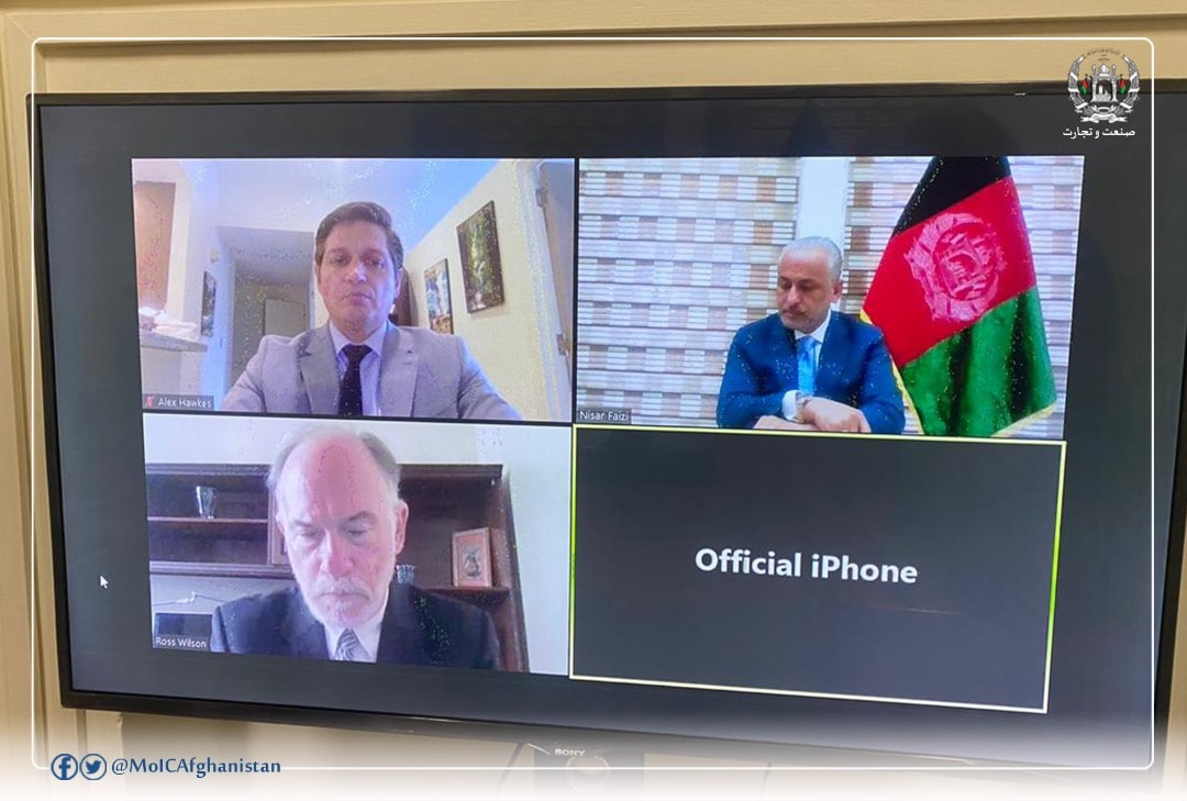 Video conference of Acting Minister of Industry and Commerce with Charge De Affairs of United States in Kabul