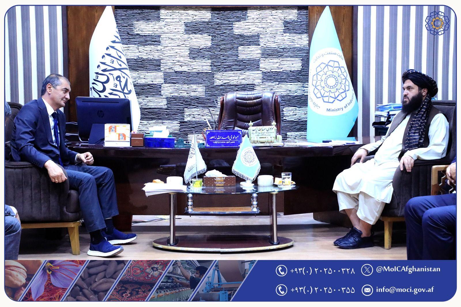 ملاقات معین وزارت صنعت و تجارت امارت اسلامی افغانستان با معاون ولایت قشقهدریای اوزبیکستان