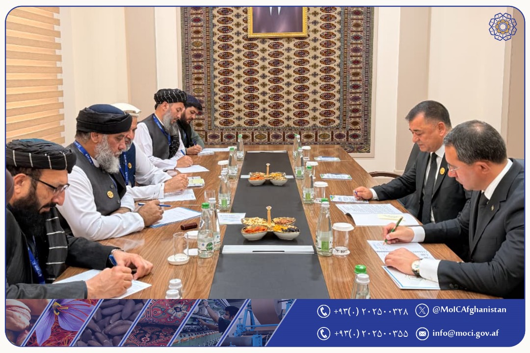 دیدار وزیر صنعت و تجارت امارت اسلامی افغانستان با معاون رئیس جمهور ترکمنستان در امورتجارت