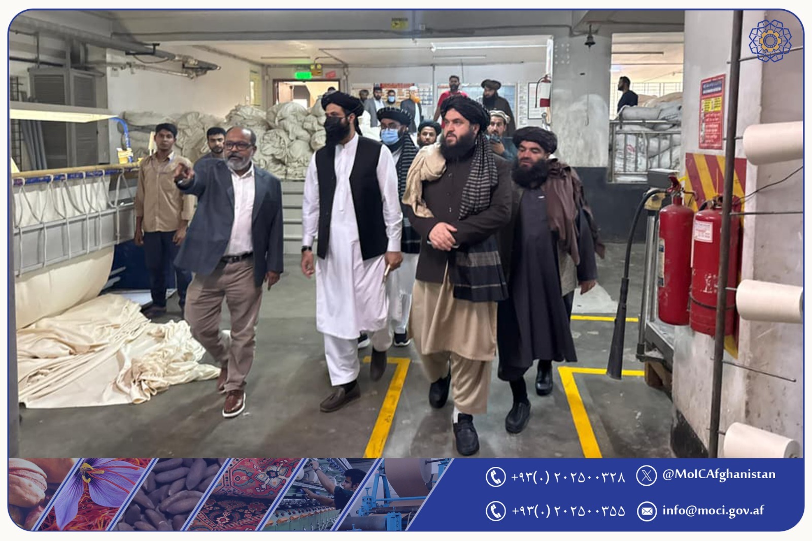 د افغانستان د صنعت او سوداګرۍ وزارت معین، ښاغلي مولوي احمدالله زاهد، نن په بنګله‌دېش کې د BKMEA (Bangladesh Knitwear Manufacturers & Exporters Association)   تر چتر لاندې د ټوکر له یو شمېر سترو تولیدي فابریکو څخه لیدنه وکړه